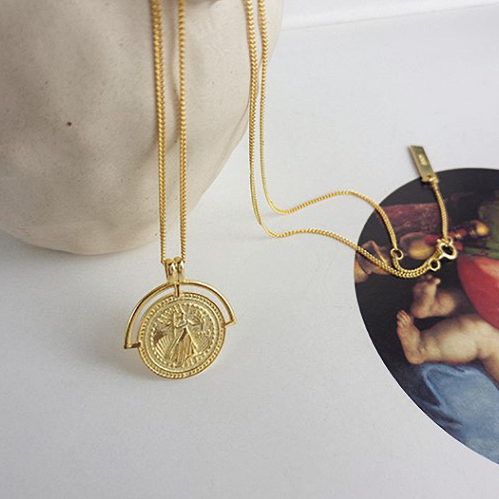 Venus necklace, Gold Coin Pendant, Athena Necklace